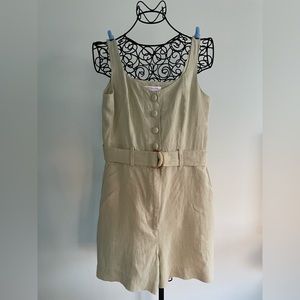 & Other Stories Sage Green Linen Romper with belt and button down closure